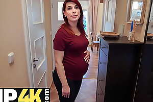 DEBT4k. Bank representative gives pregnant MILF delay in exchange for quick sex