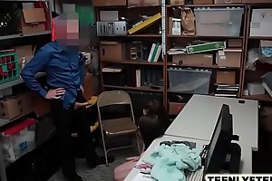 Shoplifting teens forced to fuck cop wide a threesome
