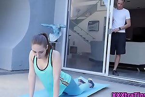Yoga teenager doggy style