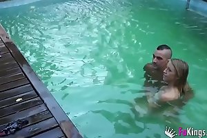 I throw a Swimming pool party with my girlfriend, her girlfriend, we shave her pyussy added to take her abode for fucking.