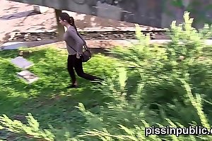 Desperate girls must pee in public park but get caught in the sky camera