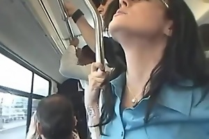 Stephanie got faciel yon vibrator with respect to her fur pie vulnerable make an issue of bus