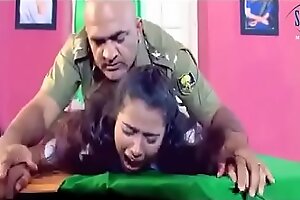 Army officer is forcing a lass to hard sex in his cabinet
